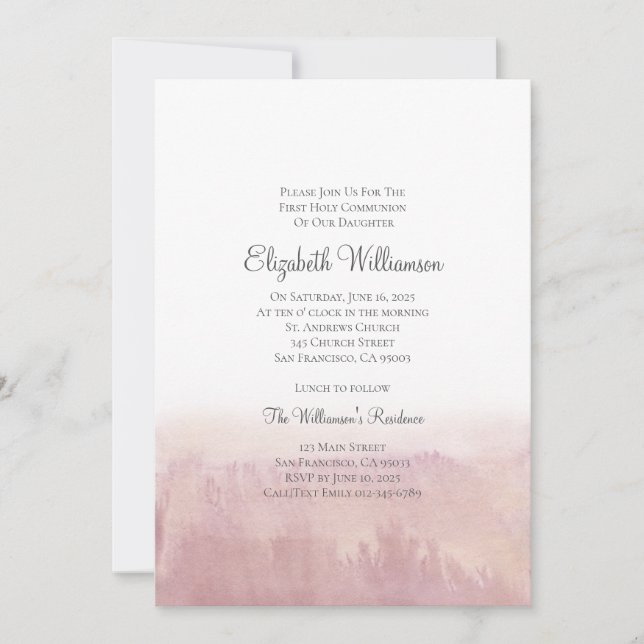 Aquarelle transparente Holy Communion Invitation (Devant)