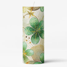 AQUARELLE TRÈFLES IRLANDAIS CELTIQUES VERT ET OR