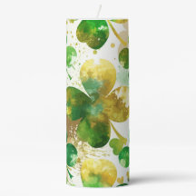 AQUARELLE TRÈFLES IRLANDAIS CELTIQUES VERT ET OR
