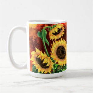 Aquarelle Trois Tournesols Café Mug