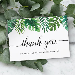 Aquarelle Tropical Feuille Mariage Carte de remerc