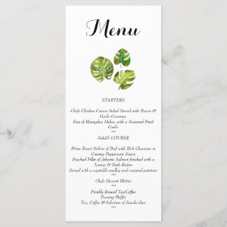 Aquarelle Tropical Feuille Menu mariage