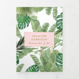 Aquarelle Tropical Feuille Motif Salon Brochure