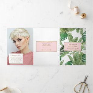 Aquarelle Tropical Feuille Motif Salon Brochure