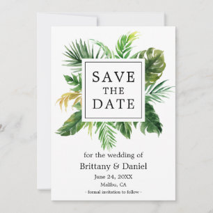 Aquarelle Tropical Green Enregistrer La Carte Date