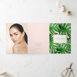Aquarelle Tropical Monstera Feuille Brochure rose