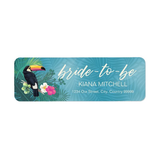 Aquarelle Tropical Toucan Bride-to-Be Turquoise ID (Devant)