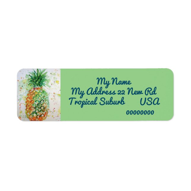 Aquarelle tropicale ananas Adresse de retour (Devant)