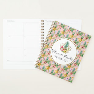 Aquarelle Tropicale Ananas & Hibiscus Fleurs