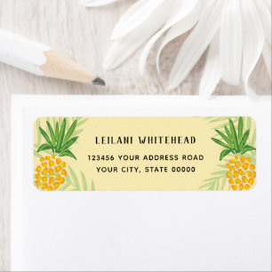 Aquarelle tropicale ananas rayure jaune