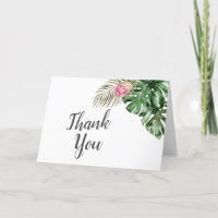 Aquarelle tropicale Fête de l'mariée verte Merci