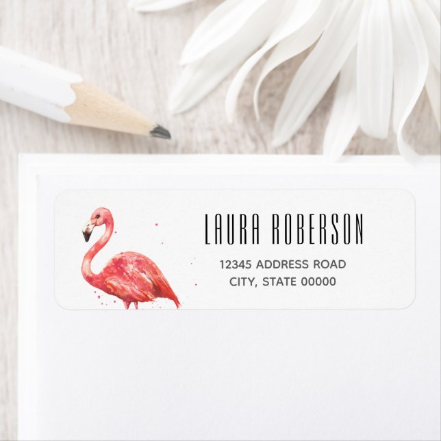 Aquarelle tropicale Flamant rose rose (En situation)