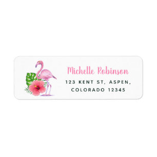 Aquarelle tropicale Flamant rose rose
