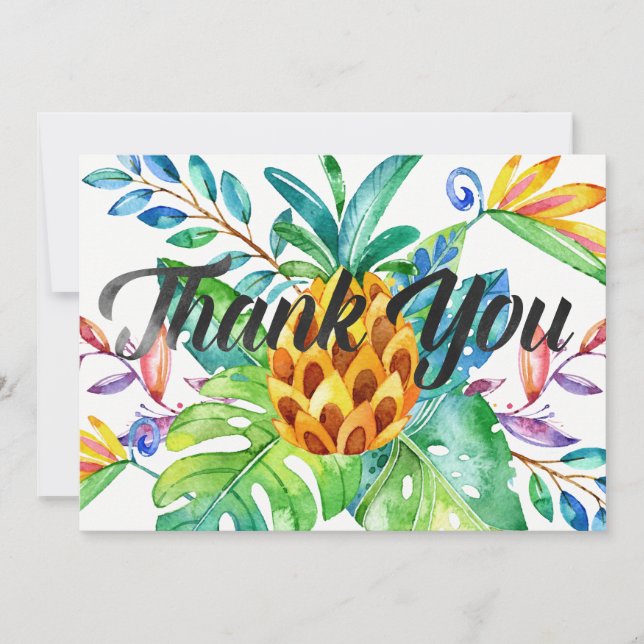Aquarelle tropicale hawaïenne Merci d'ananas (Devant)
