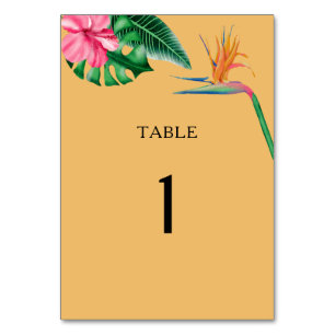 Aquarelle tropicale - Numéro de table mariage