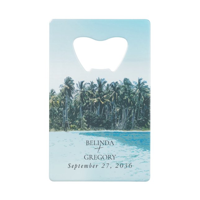Aquarelle tropicale Palms & Mariage de plage (Devant)