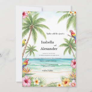 Aquarelle tropicale Plage Mariage Invitation