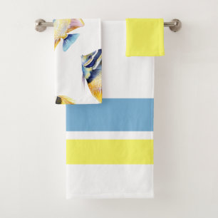 Aquarelle tropicale Salle de bain de poisson jaune
