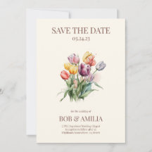 Aquarelle Tulip Floral Russe Faire-part de mariage