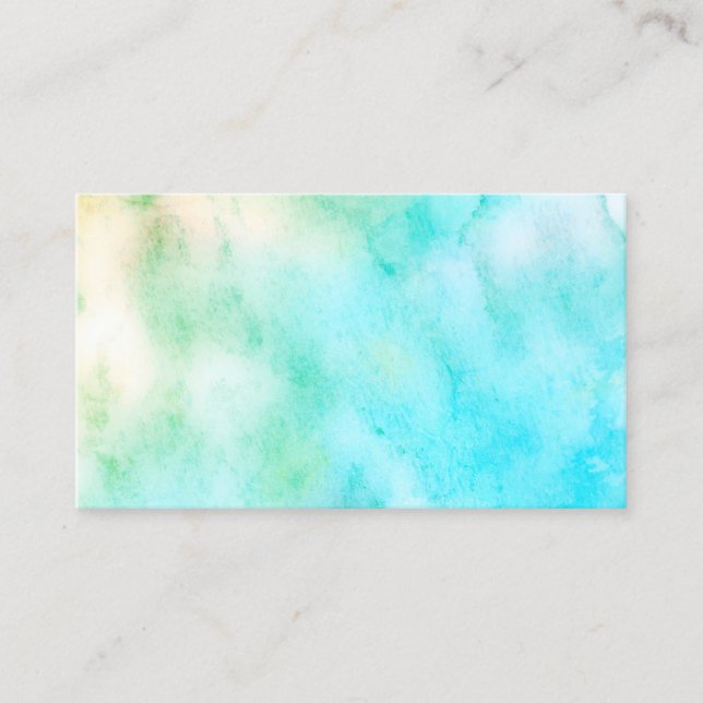 aquarelle turquoise carte de visite double face (Devant)