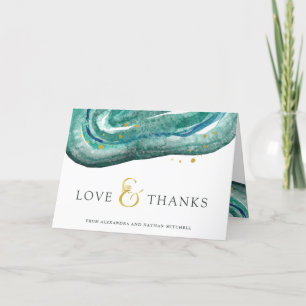 Aquarelle Turquoise et Gold Geode   Merci Mariage