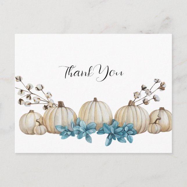 Aquarelle Turquoise et ivoire Mariage Merci Cartes (Devant)