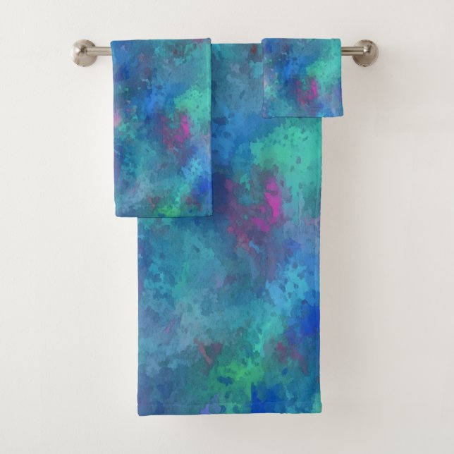 Aquarelle Turquoise rose bleue Abstraction (En situation)