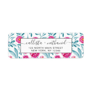 Aquarelle Turquoise rose vif Motif Floral été
