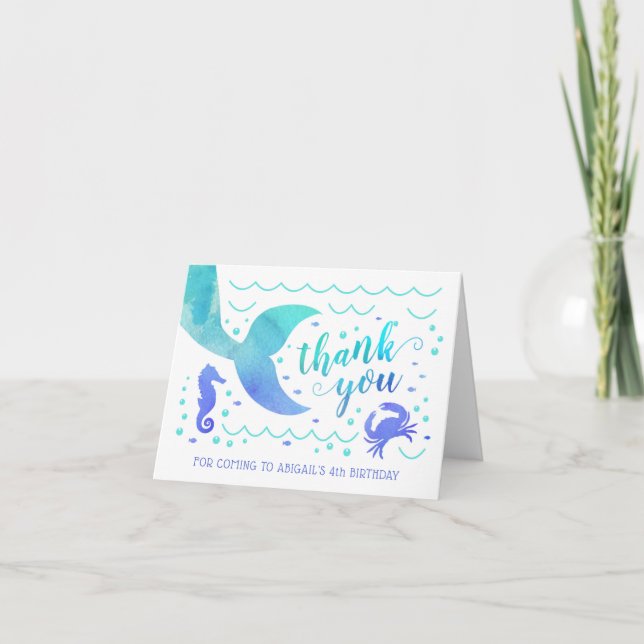 Aquarelle turquoise sous le Merci de sirène de mer (Devant)