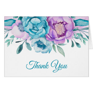 Aquarelle Turquoise violet Merci Floral