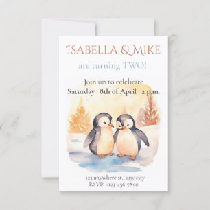 Aquarelle Twin Party Invitation modifiable
