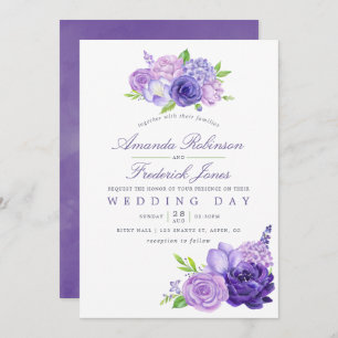 Aquarelle ultra violette Faire-part de mariage flo