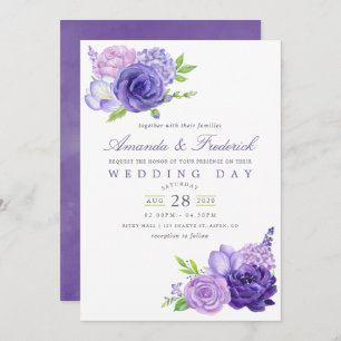 Aquarelle ultra violette Faire-part de mariage flo
