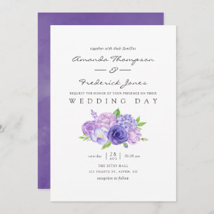 Aquarelle ultra violette Faire-part de mariage flo