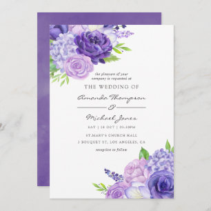 Aquarelle ultra violette Faire-part de mariage flo