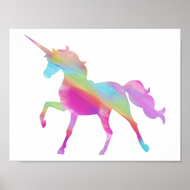 Aquarelle Unicorn Poster - choisissez votre arrièr (Devant)