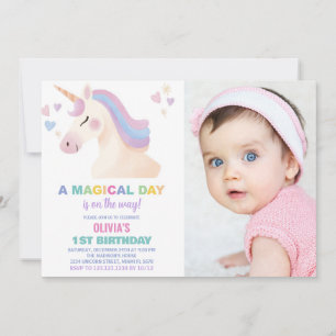 Aquarelle Unicorne Anniversaire Invitations avec p