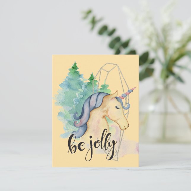 Aquarelle Unicorne - Carte de Noël (Debout devant)