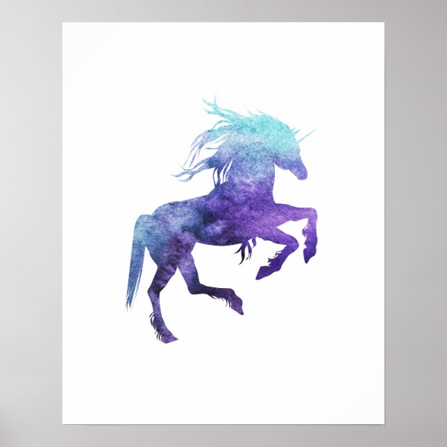 Aquarelle Unicorne Poster (Devant)