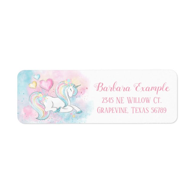 Aquarelle Unicorne Retourner les étiquettes d'adre (Devant)