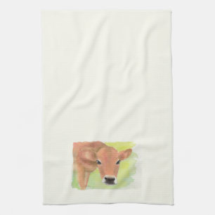 Aquarelle Vache serviette de cuisine