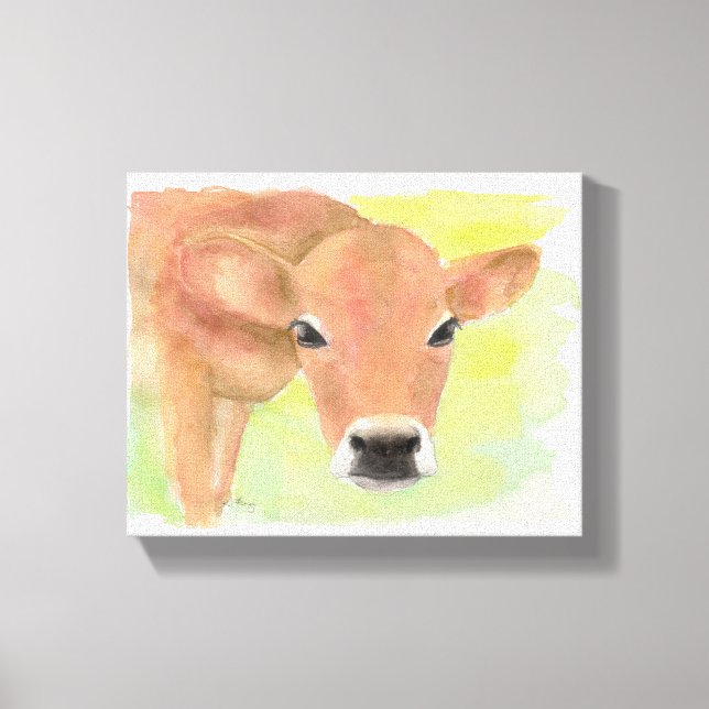 Aquarelle Vache toile enveloppée (Recto)