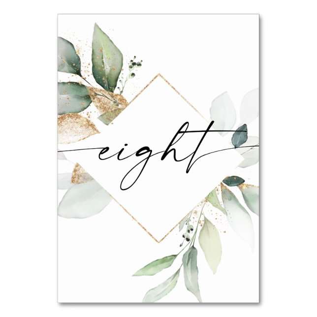 Aquarelle Verdure et or Numéro de table Huit (Par défaut)