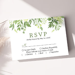 Aquarelle Verdure Jardin Floral Mariage RSVP