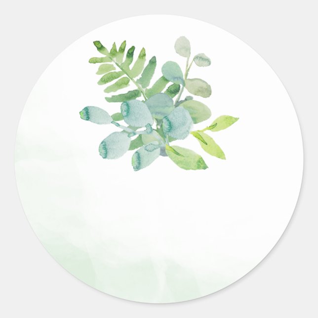 Aquarelle Verdure Mariage Favoriser Stickers (Devant)