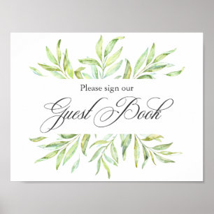 Aquarelle Verdure Mariage Livre d'or Signalisation