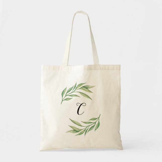 Aquarelle Verdure Monogramme Sac fourre-tout perso (Devant)