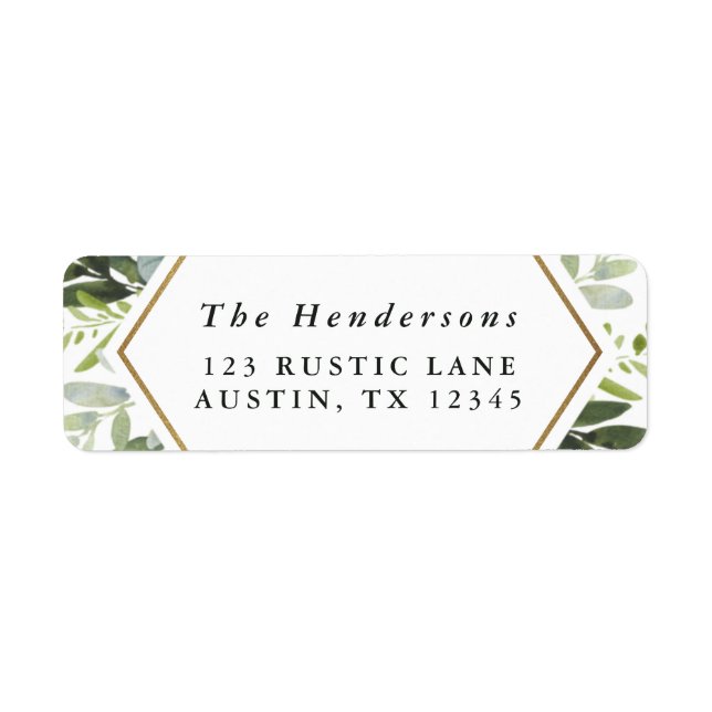 Aquarelle Verdure Or Hexagon Retutt Adresse (Devant)