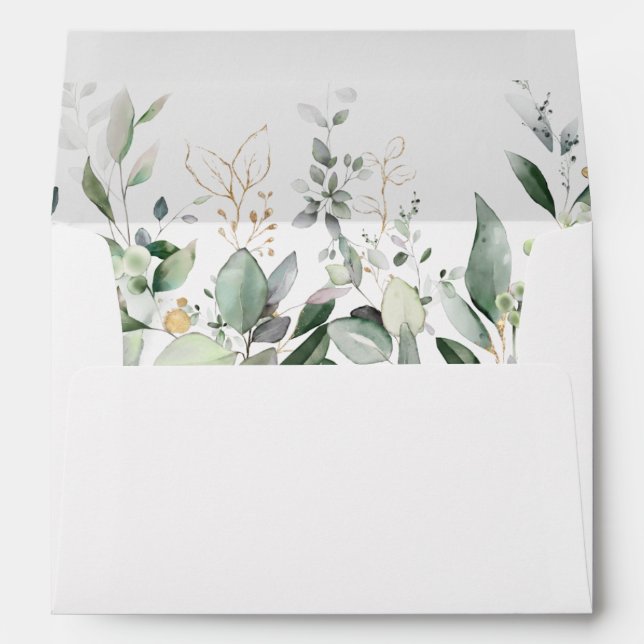 Aquarelle Verdure or Retour Adresse Enveloppe (Dos (Bas))