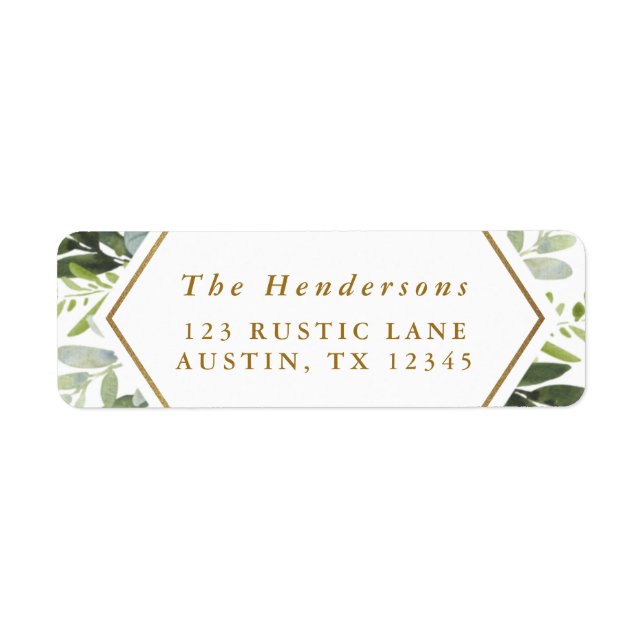 Aquarelle Verdure Or Script Retourner Adresse (Devant)